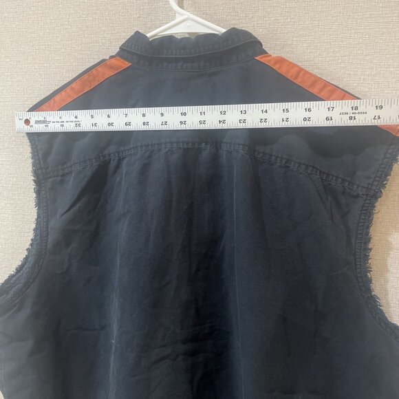 Harley Davidson Mens Navy Blue, Orange, White Button Up Shirt Jacket  Size 3XL - Picture 6 of 12